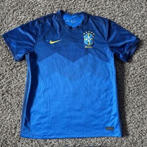 Nike CBF Brasil Brazil Away Match Soccer Game Jersey Men Size XL Blue 724614-100